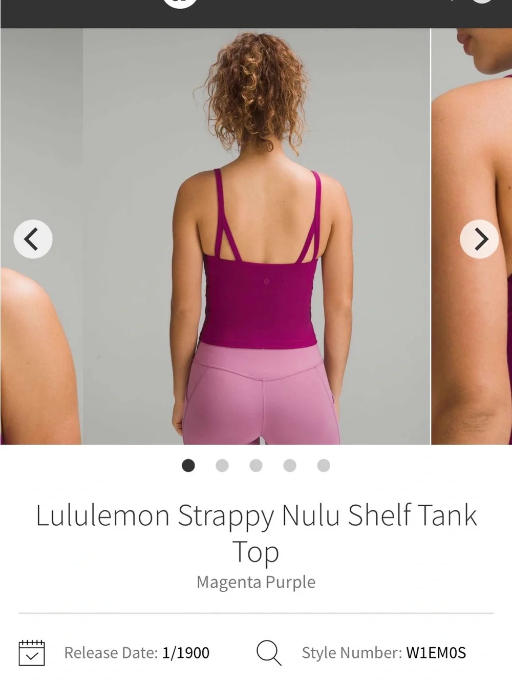 lululemon Strappy Nulu Shelf Tank Magenta Purple MGPR Size 2